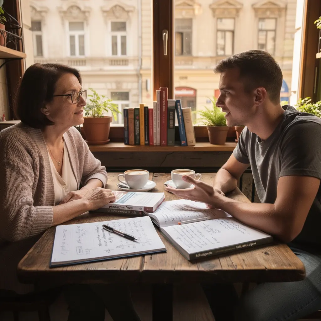 Könyvtár polc, tele pénzügyi témájú könyvekkel.