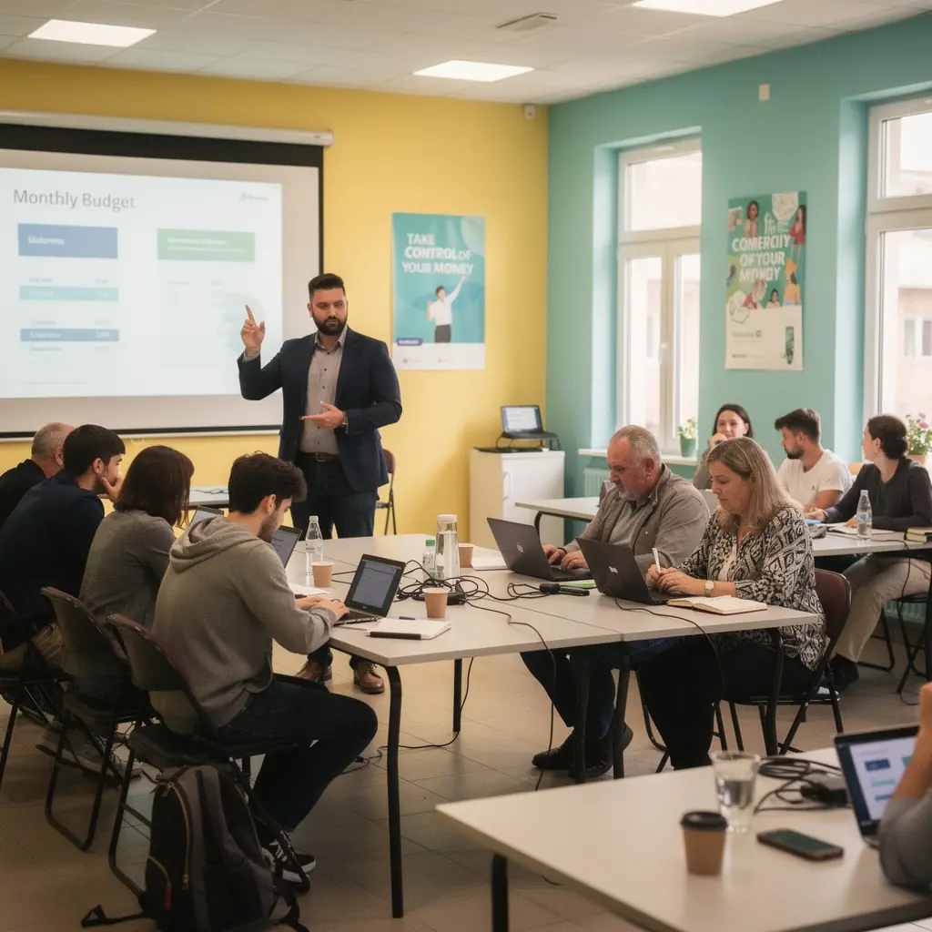 Pénzügyi tervezéshez kapcsolódó könyvek gyűjteménye egy asztalon.